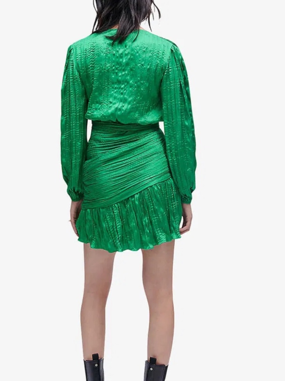 Maje Runnylona Draped Pleated Lamé Mini Dress - Picture 2 of 7